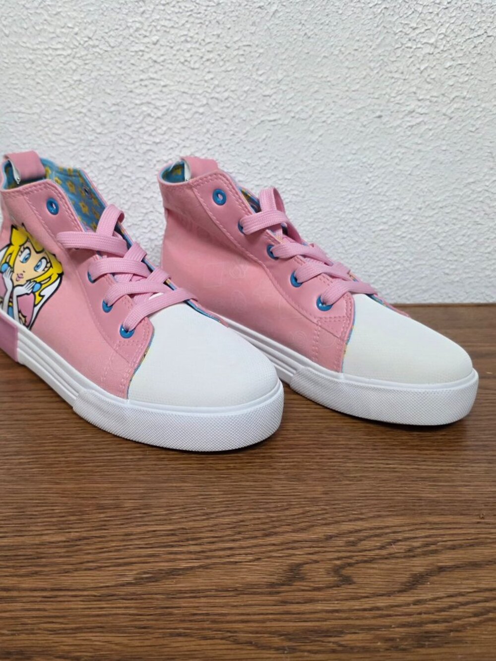 Shoes - Women - Super Mario Princess Peach Pink High Top Canvas Pink Sneakers